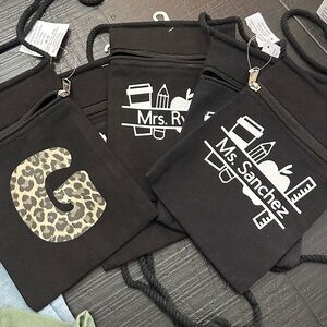 Black Personalized Teacher Crossbody Bags